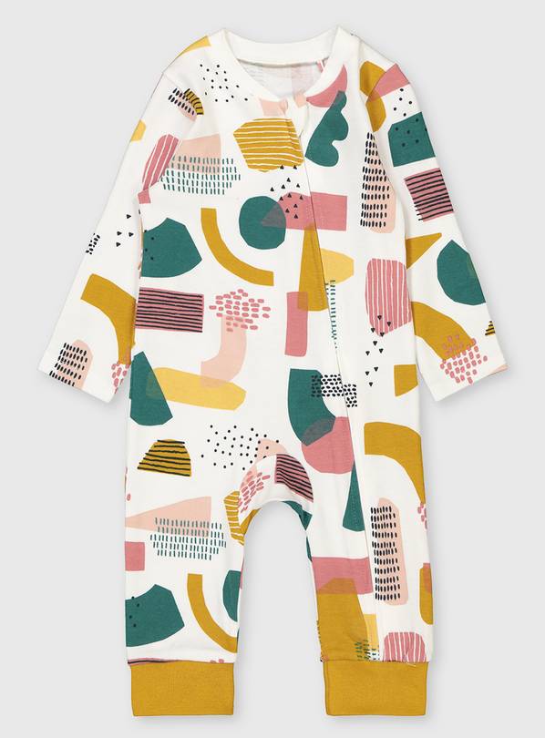 Abstract Print Zip Through Sleepsuit - Up to 3 mths