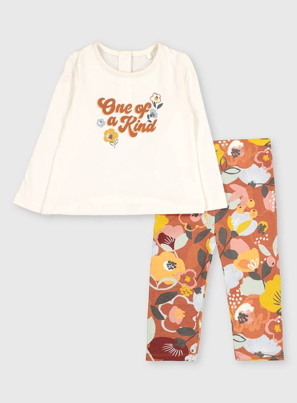 Buy Cream & Floral Top & Leggings - 18-24 months | Trousers and leggings |  Tu