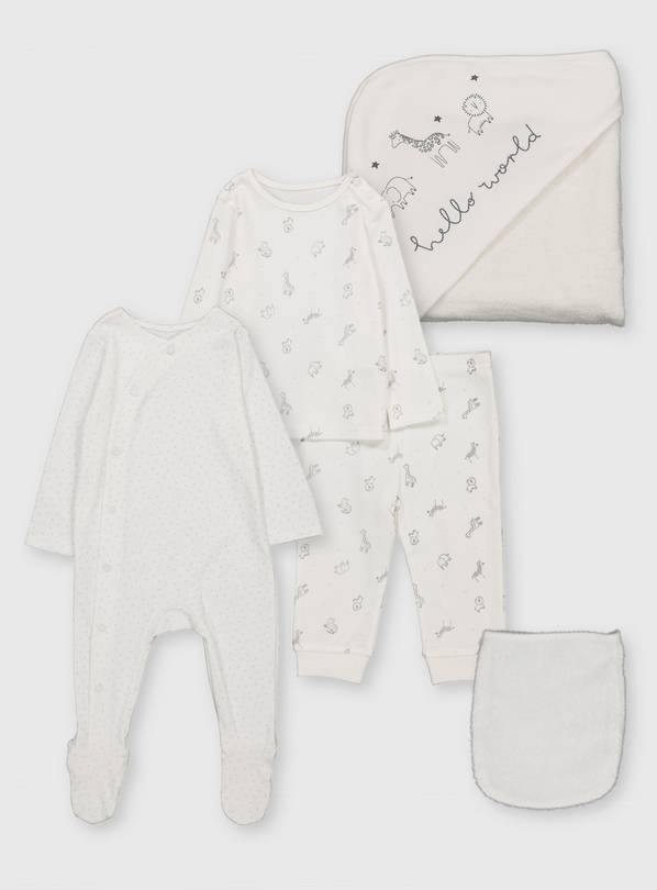 Animal Sleepsuit, Pyjamas, Towel & Bath Mitt - Tiny Baby