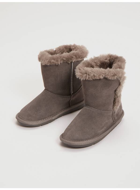 Buy Grey Suede Faux Fur Lined Boots - 11 Infant 