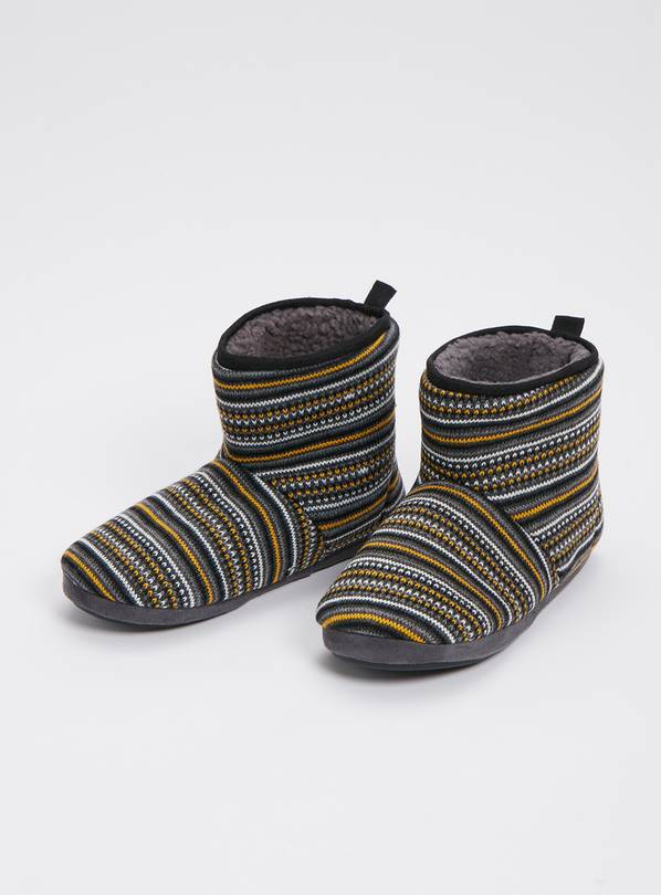 Buy Grey & Ochre Knit Slipper Boots M Slippers Argos