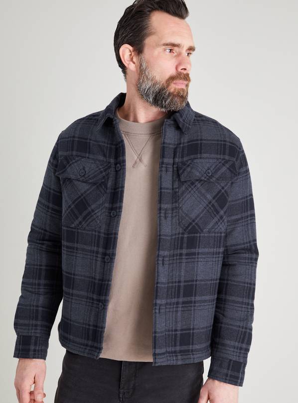 Buy Navy Check Borg Lined Jacket - XL | Coats and jackets | Argos