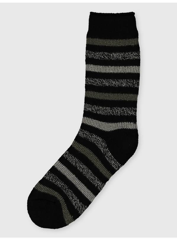 HEAT HOLDERS SOCKS STRIPE BLACK/CHAR