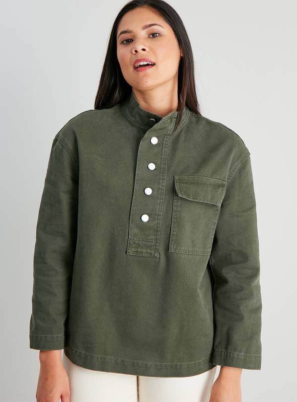 Buy Khaki Funnel Neck Twill Utility Jacket 24 Jackets Argos