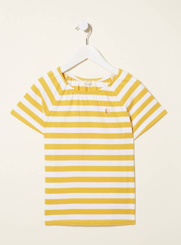 FATFACE Yellow Block Stripe T-Shirt - 6-7 years