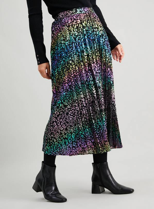 Pleated metallic shop rainbow skirt