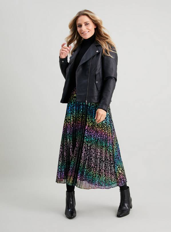 Pleated metallic rainbow clearance skirt