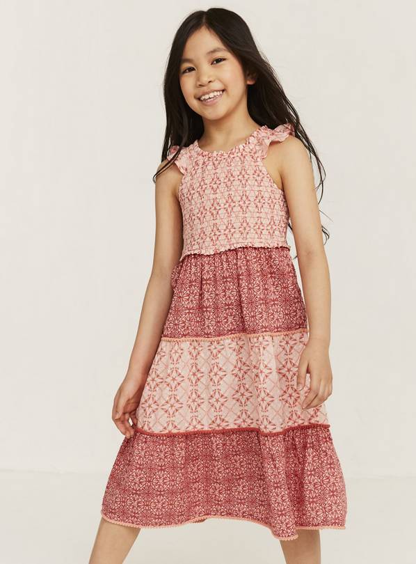 FATFACE Pink Patchwork Print Dress - 7-8 years