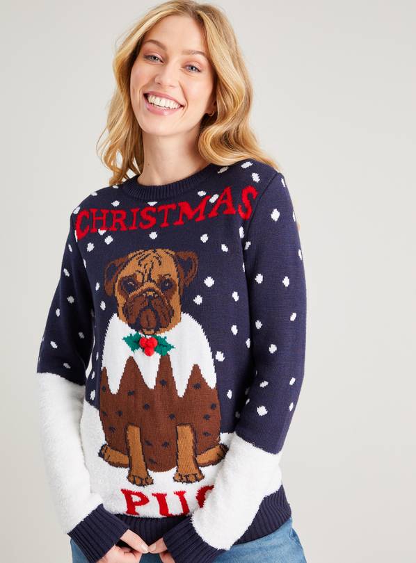 Christmas Women's Mini Me Pug Jumper - M