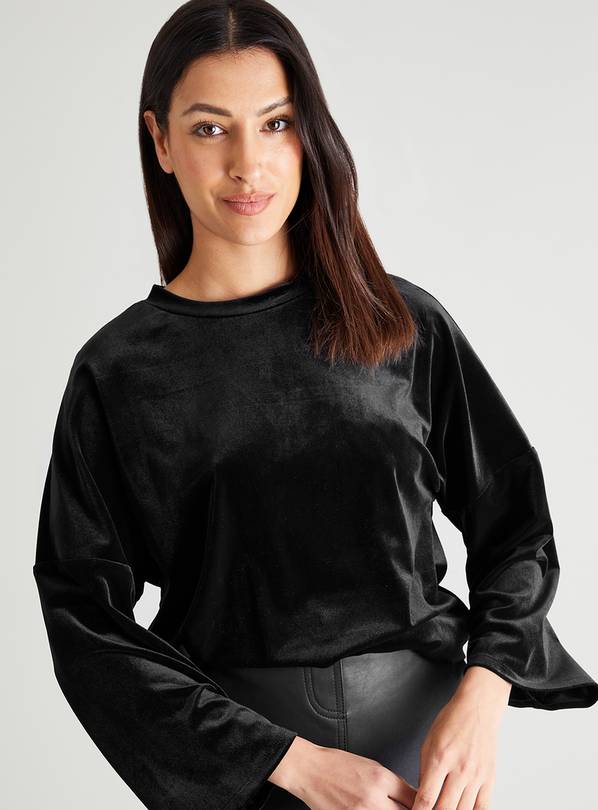 Buy Black Velvet Crew Neck Coord Top 12 Tshirts Argos