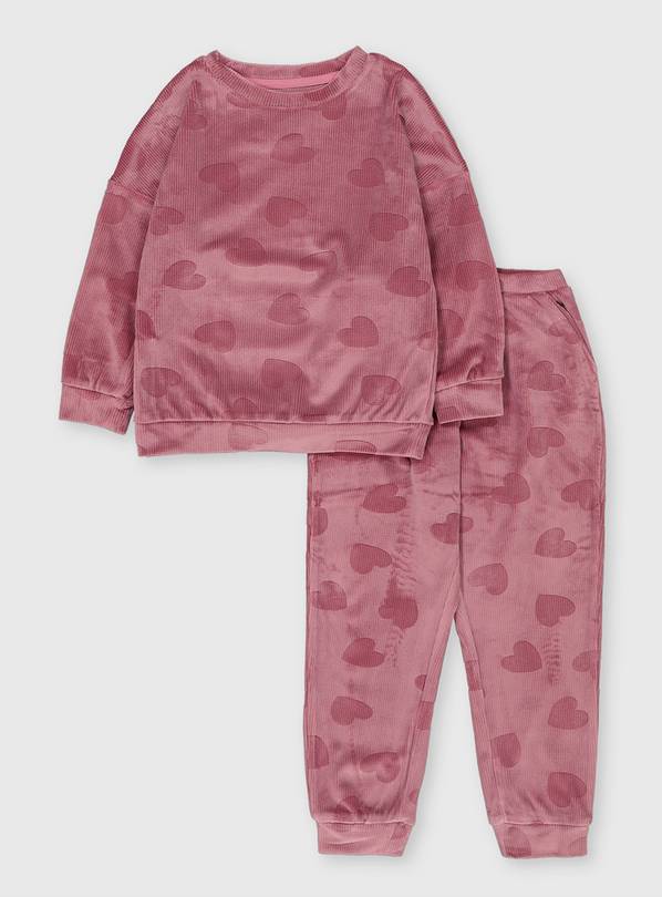 Pink Heart Velour Pyjama Set - 4-5 years