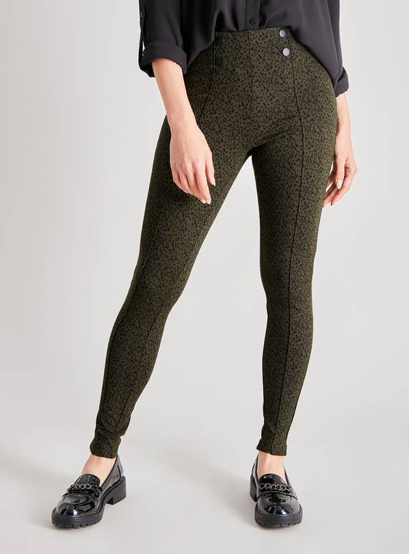 Olive Green Leopard Ladies Leggings