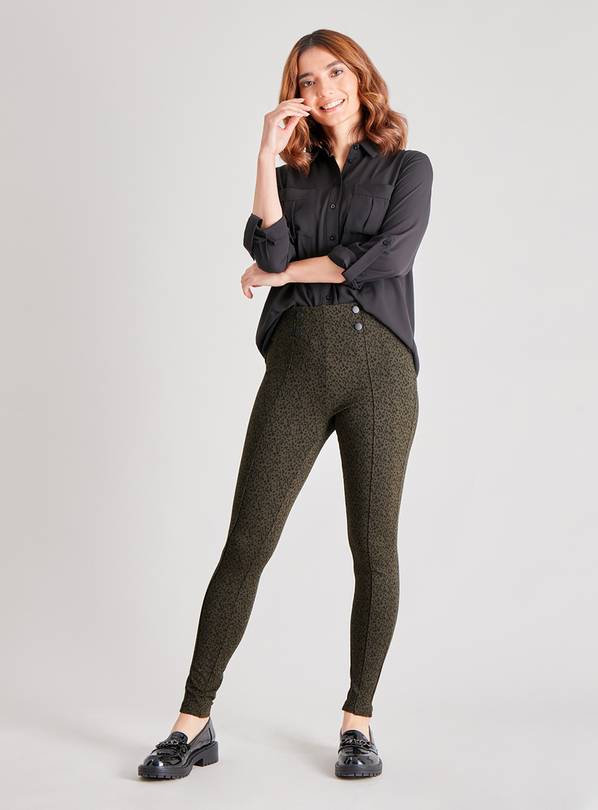 Buy Khaki Animal Print Ponte Leggings 14, Leggings