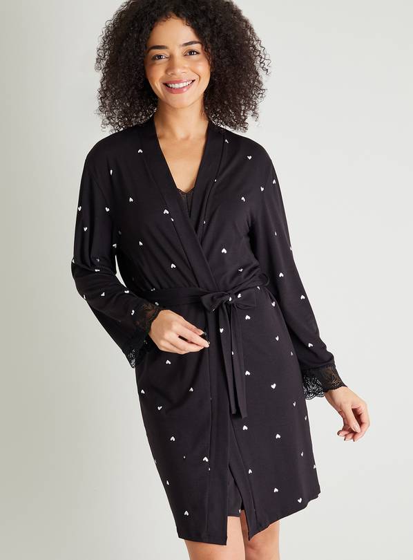 Buy Black Foil Heart Coord Dressing Gown XL Dressing gowns Argos