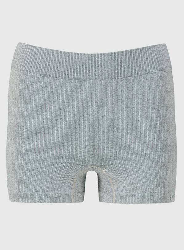 Grey Seamless Stretch High Waist Knicker Shorts - M/L