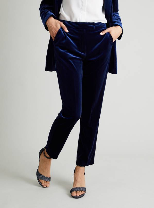 Womens navy best sale velvet trousers