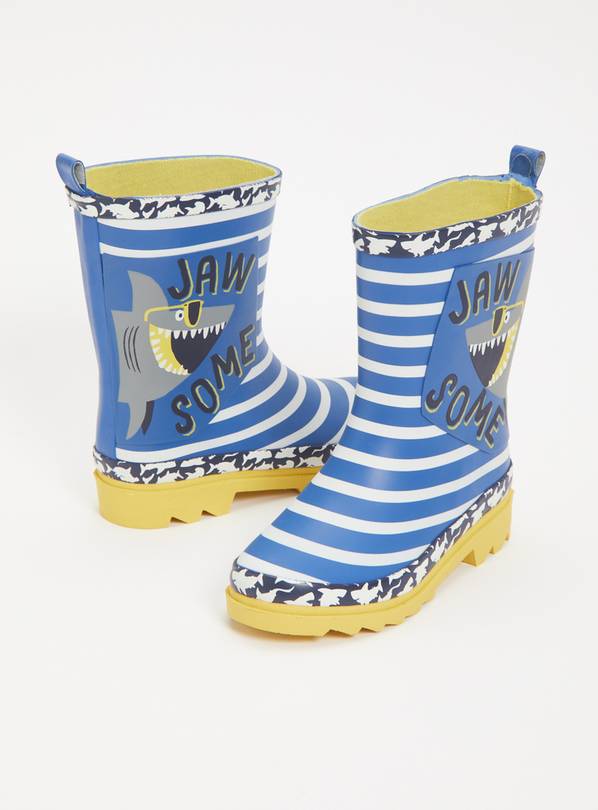 Buy Blue Stripe Shark Wellies - 7 Infant | Boots and wellies | Argos