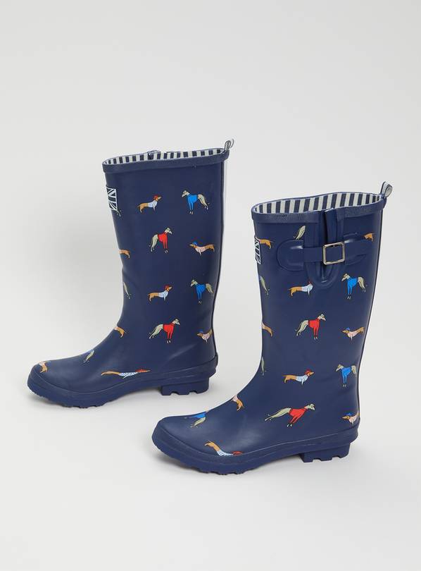 Navy Dogs With Jumpers Print Wellies - 5