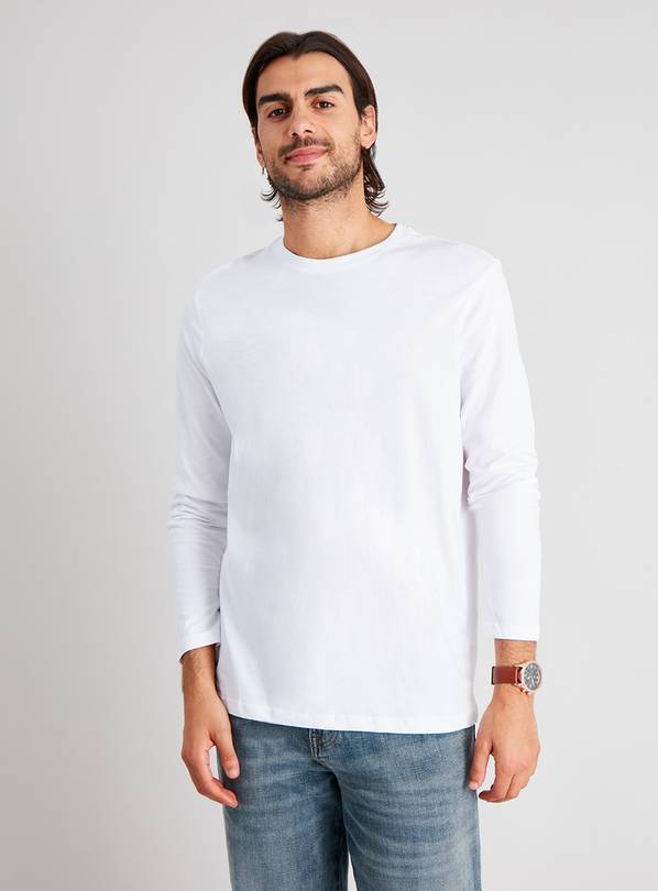 White Long Sleeve T-Shirt 2 Pack - S