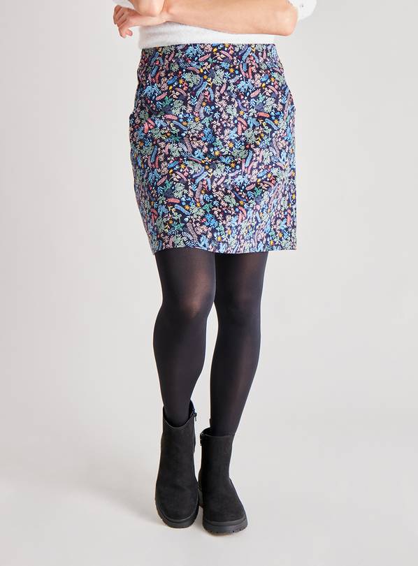 Fern Print Corduroy Mini Skirt - 14
