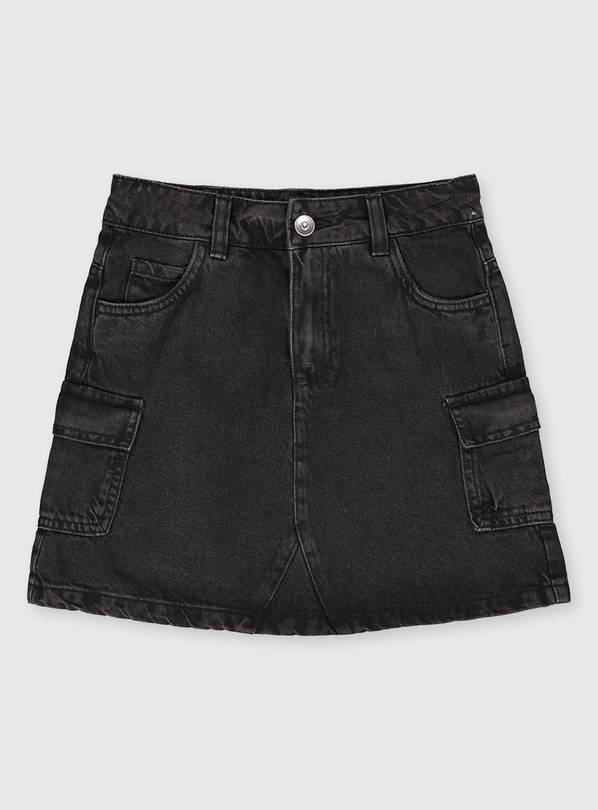 TEEN Black Denim Cargo Pocket Skirt - 12 years