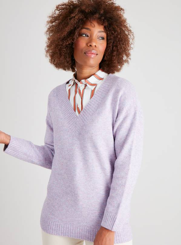 Lilac v hot sale neck sweater