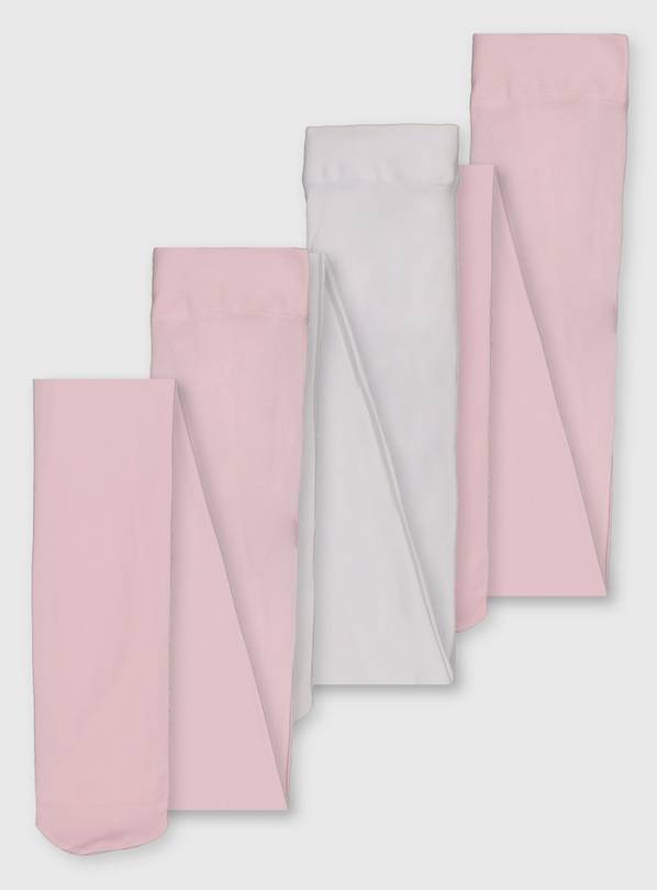 Pink & White Opaque Tights 3 Pack - 1-2 years