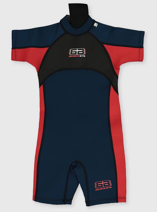 Kids' Navy and Red Short Sleeve Wetsuit  3-4 years