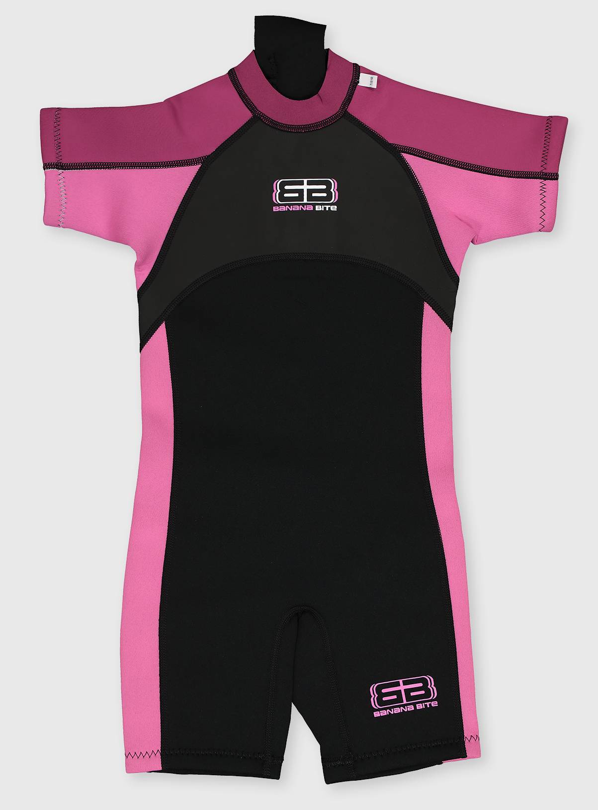 Kids' Short Sleeve Black & Pink Wetsuit  7-8 years - Image 1