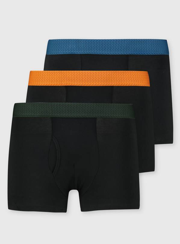 Buy Black Contrast Waistband Trunks 3 Pack - XS | Underwear | Argos