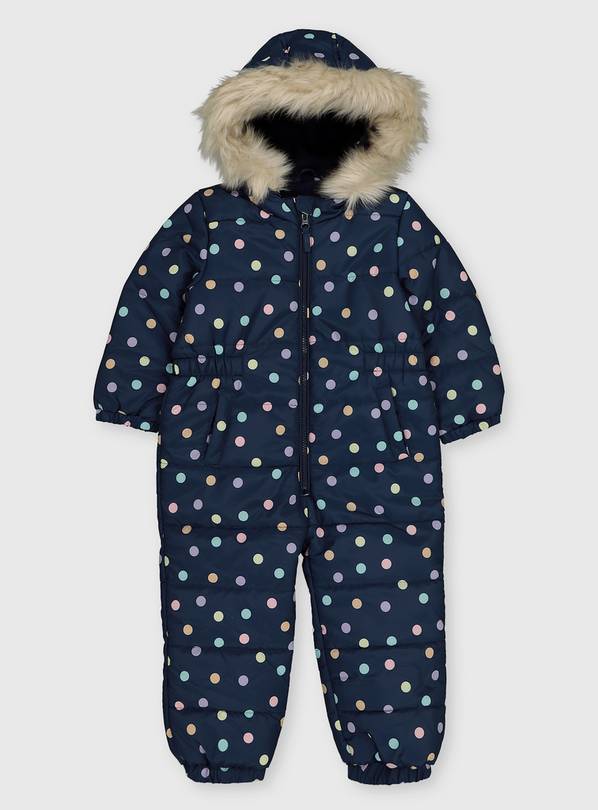 Navy Hooded Fleece Lined Puddlesuit - 6-7 years
