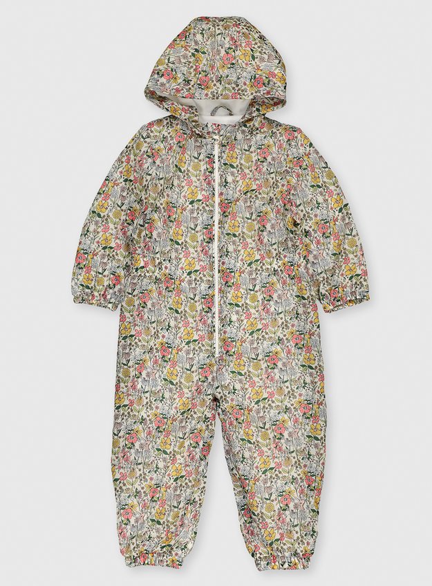 Bunny & Floral Print Puddlesuit (1-7 Years)