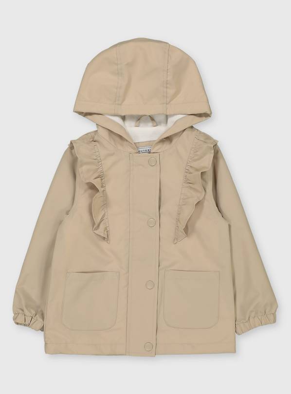 Stone Hooded Mac With Frill Detail - 1.5-2 years