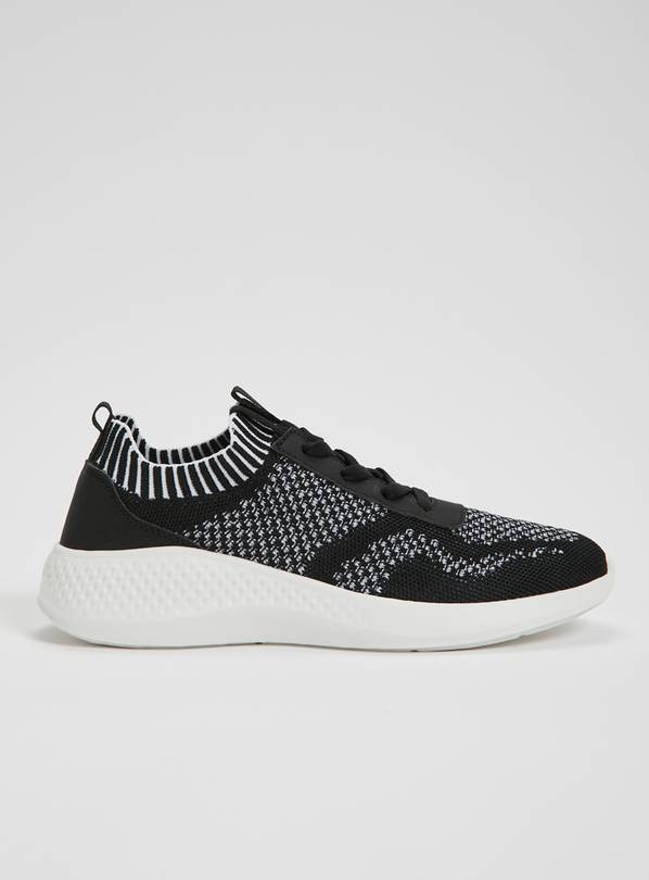 Buy Black Monochrome Textured Trainers - 5 | Trainers | Argos