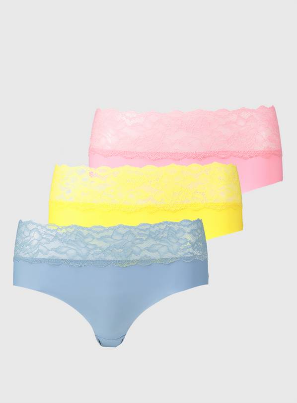 Bright Lace Trim No VPL Knicker Shorts 3 Pack - 6