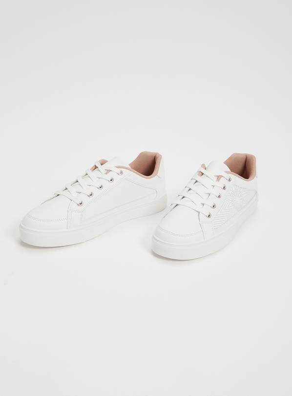 White Laser Cut Starburst Trainers - 3