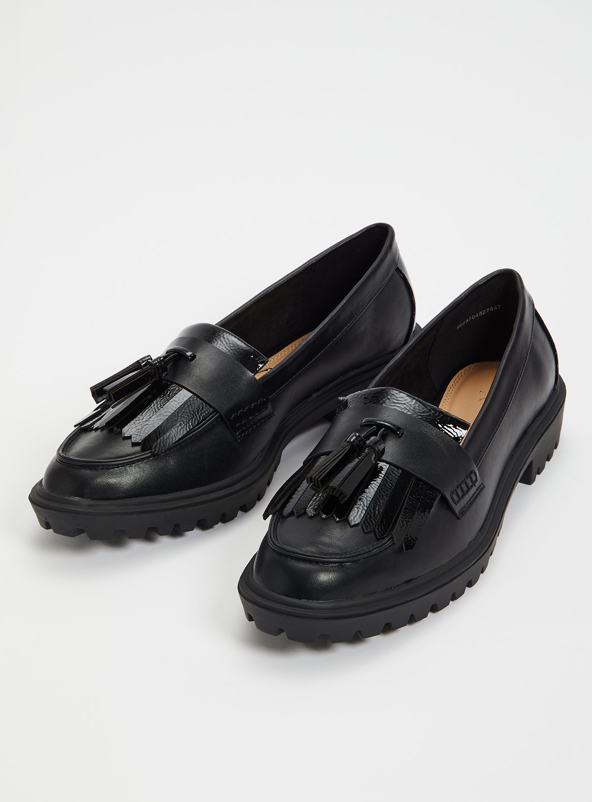 black fringe loafers