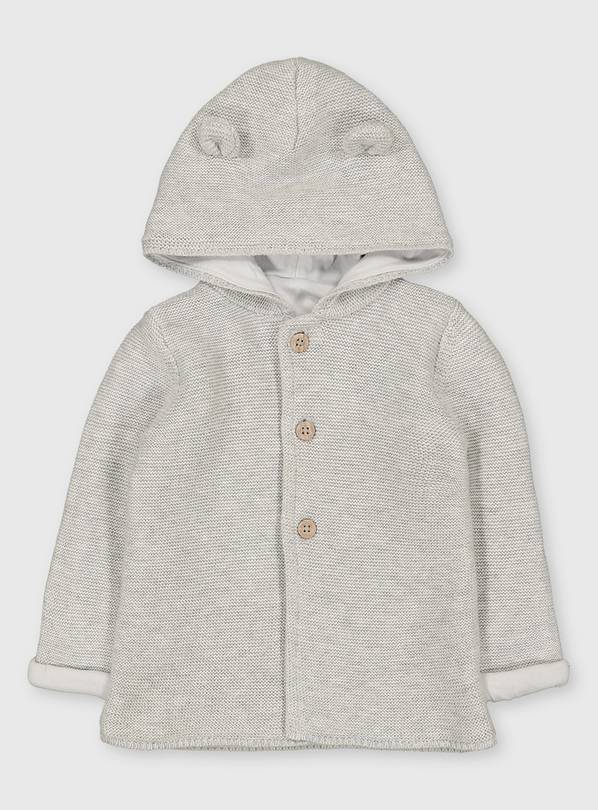 Grey Knitted Cardigan With Hood - 2-3 years