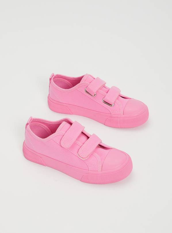 Buy Pink Canvas Twin Strap Trainers - 2 | Shoes | Argos