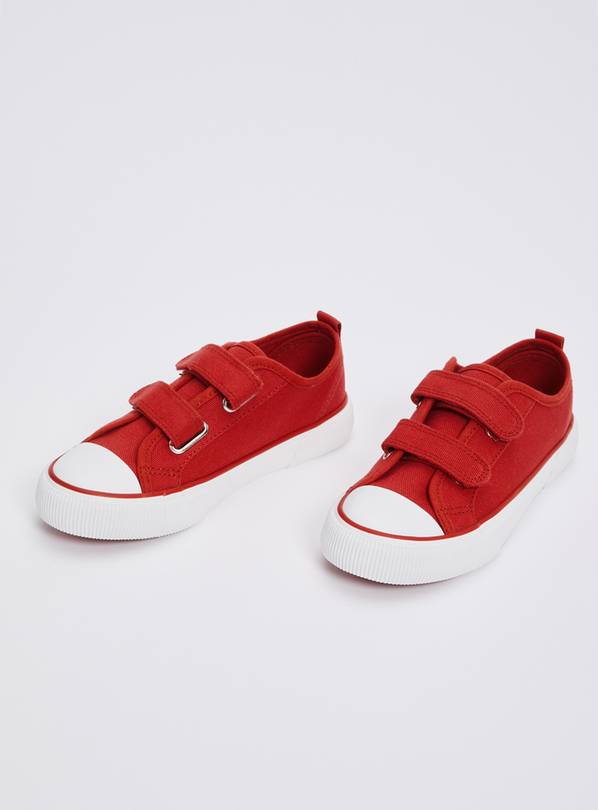 Red Canvas Twin Strap Trainers - 5 Infant