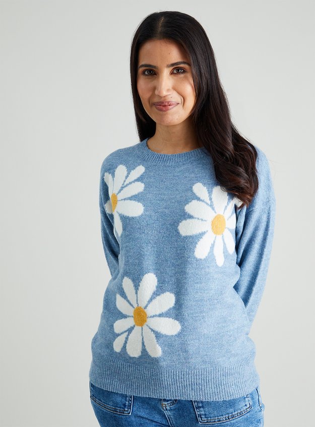 blue daisy sweater