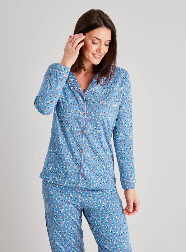 Blue Ditsy Traditional Cotton Pyjamas - 8