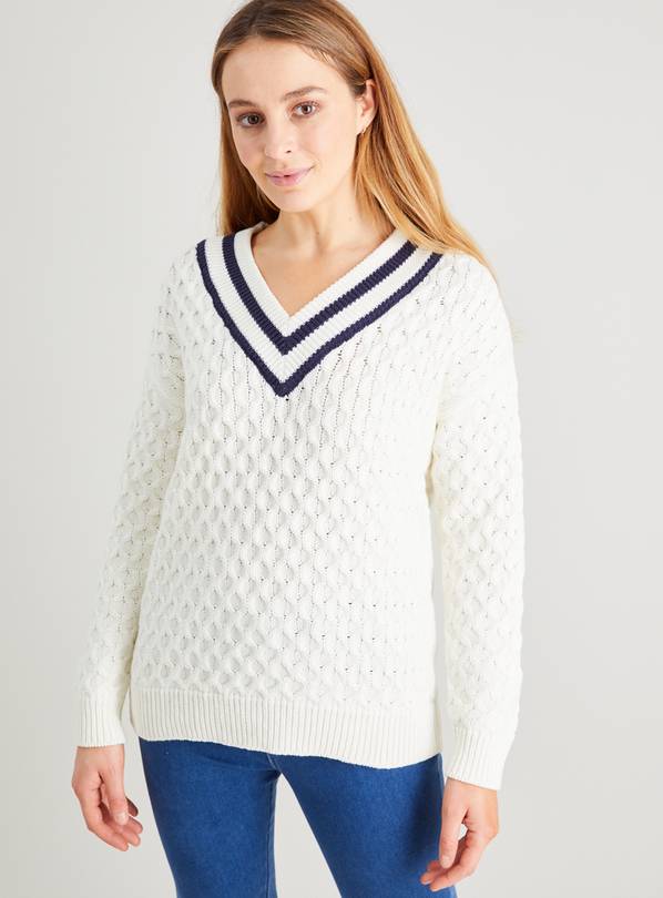 Buy Cream Cable Knit Cricket Jumper S Jumpers Tu