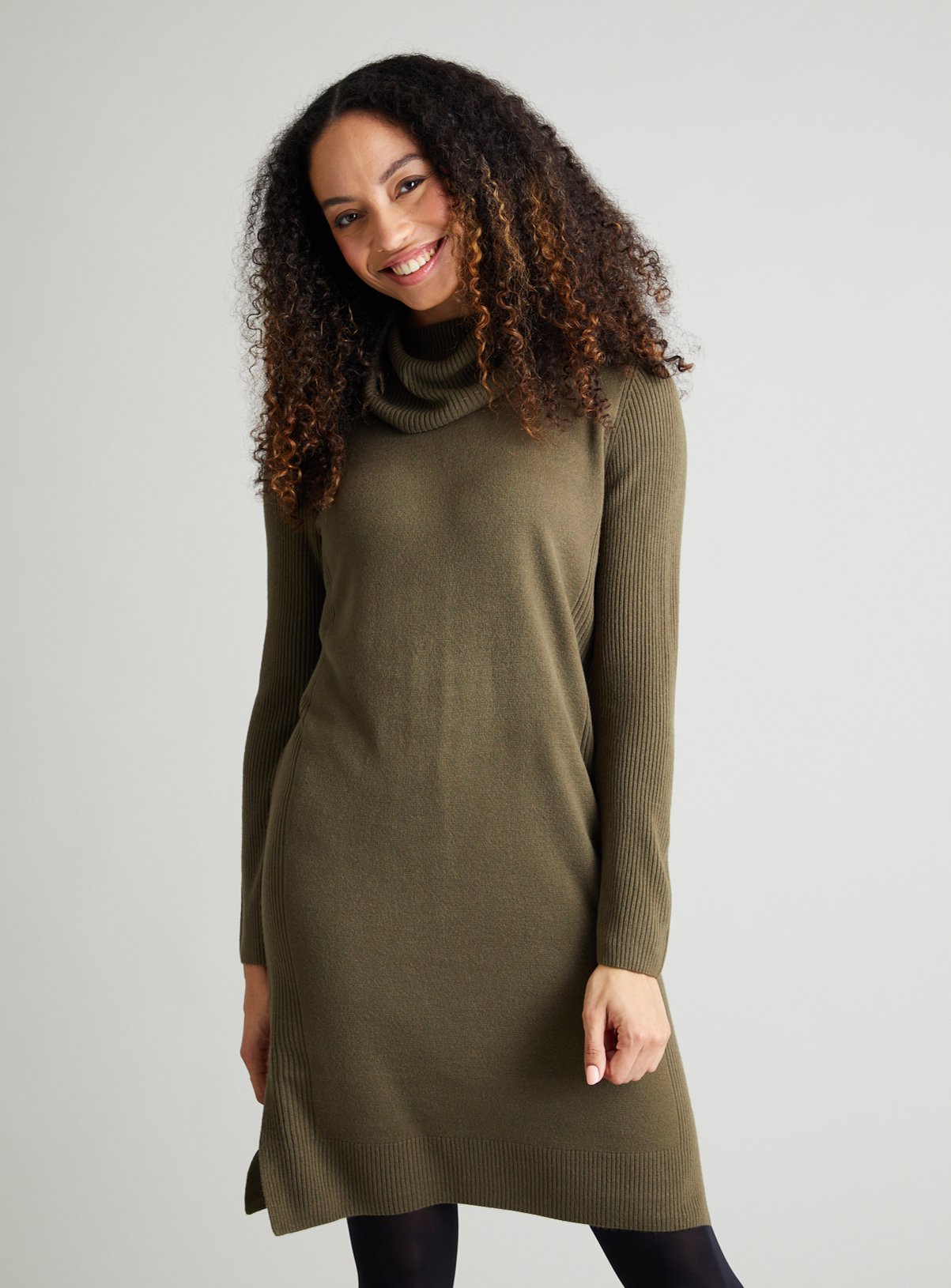 khaki sweater dress