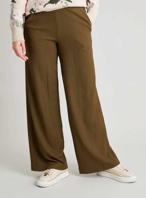 Buy Khaki Crinkle Wide Leg Trousers - 20 | Workwear | Argos