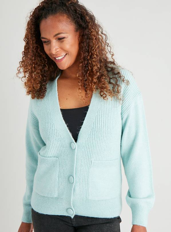 Green V-Neck Knitted Cardigan - 14