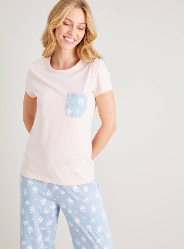 Pink & Blue Floral Cotton Pyjamas - 10