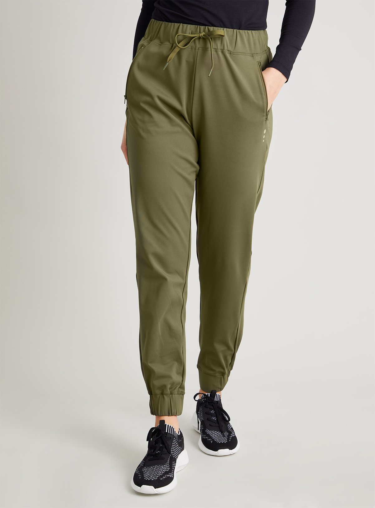 black and khaki joggers