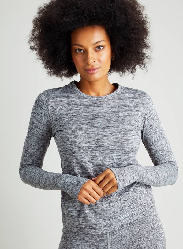 Buy Active Grey Marl Long Sleeve Coord Thermal Top - 8 | Sports tops ...