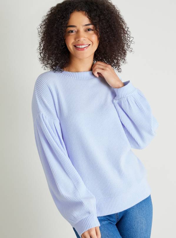 Blue Ribbed Knit Look Top - 16